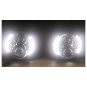 Quake LED, Tempest Half Halo 7" LED Headlight Kit, in Chrome for Jeep Wrangler JK, TJ & CJ Quake LED, Tempest Half Halo 7" LED Headlight Kit, in Chrome for Jeep Wrangler JK, TJ & CJ