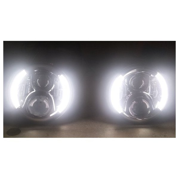 Quake LED, Tempest Half Halo 7" LED Headlight Kit, in Chrome for Jeep Wrangler JK, TJ & CJ
