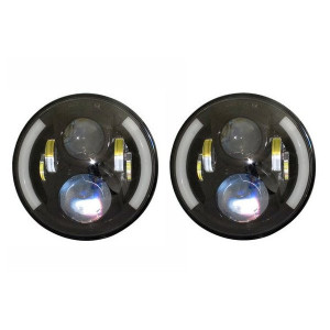 Quake LED, Tempest Half Halo 7" LED Headlight Kit, in Black for Jeep Wrangler JK, TJ & CJ Quake LED, Tempest Half Halo 7" LED Headlight Kit, in Black for Jeep Wrangler JK, TJ & CJ