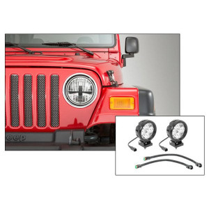 Quadratec, Stealth LED Headlights with Hi Performance 4" Round LED Light Kit, 97-04 30° Flood Beam, for 97-06 Jeep Wrangler TJ & Unlimited Quadratec, Stealth LED Headlights with Hi Performance 4" Round LED Light Kit, 97-04 30° Flood Beam, for 97-06 Jeep Wrangler TJ & Unlimited
