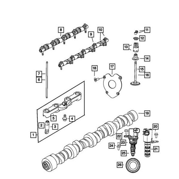 Mopar, Engine Camshaft, for 09-23 Jeep Grand Cherokee WK,WK2, & L & 09-10 Commander XK with 5.7L V8 - Gas Engine